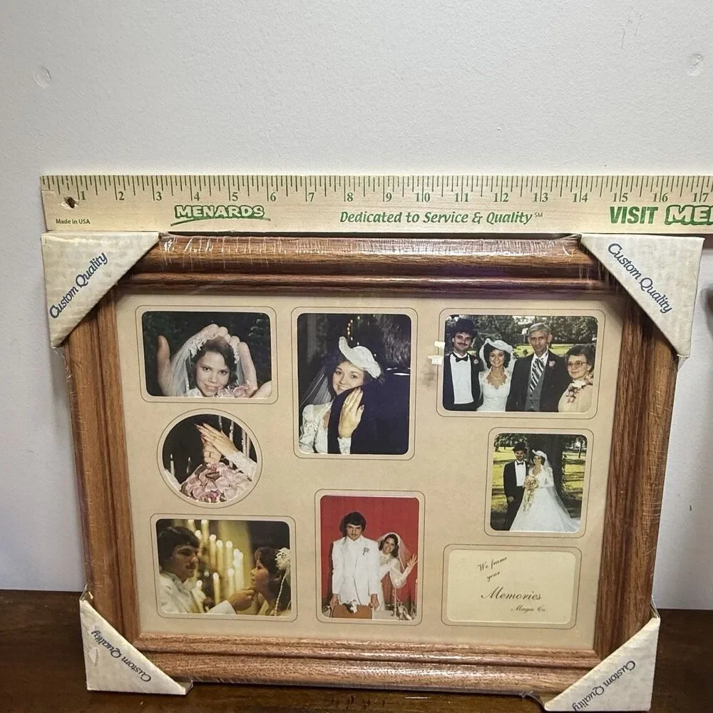 Vintage 1980s Wooden Multi Picture Collage Photo Frame 13x17 Oak NOS